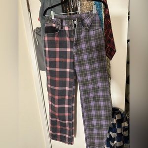 The ragged priest split plaid jeans
